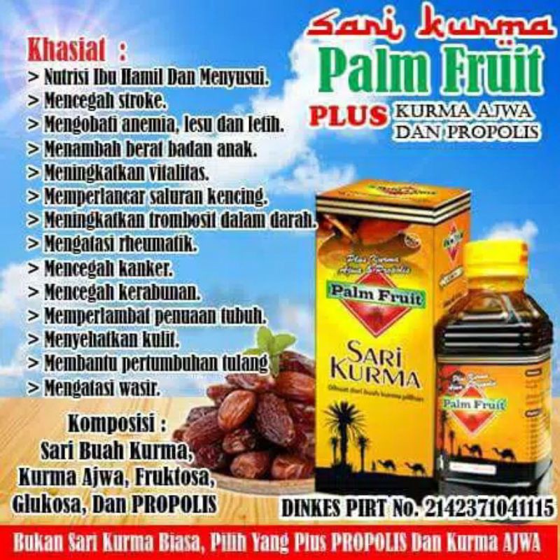 

Sari Kurma Palm Fruit plus Kurma Ajwa dan Propolis