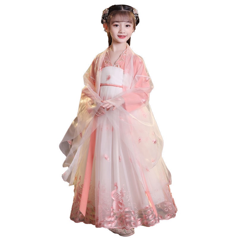 Hanfu girls autumn clothing ancient costume Super fairy jacket and dress fairy Autumn elegant kids'