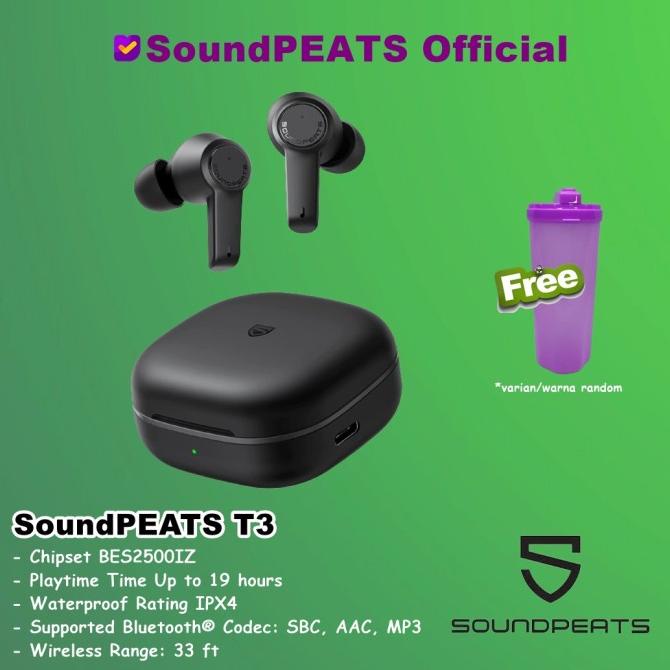 SoundPEATS T3 Active Noise Cancelling True Wireless Earbuds TWS T 3
