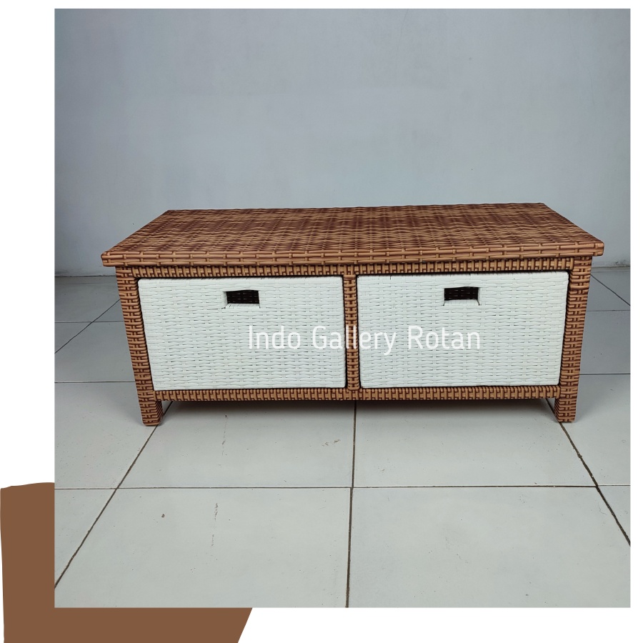 Rak Laci Rotan Sintetis Tinggi 2 Susun Laci Samping Bisa Request Warna Warni