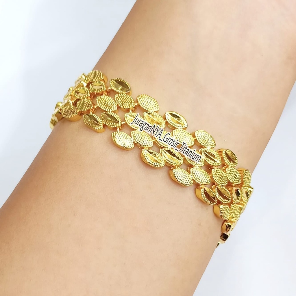 TITANIUM GELANG POLKADOT RANTAI PASIR EMAS HONGKONG TIDAK BERKARAT &amp; TIDAK LUNTUR