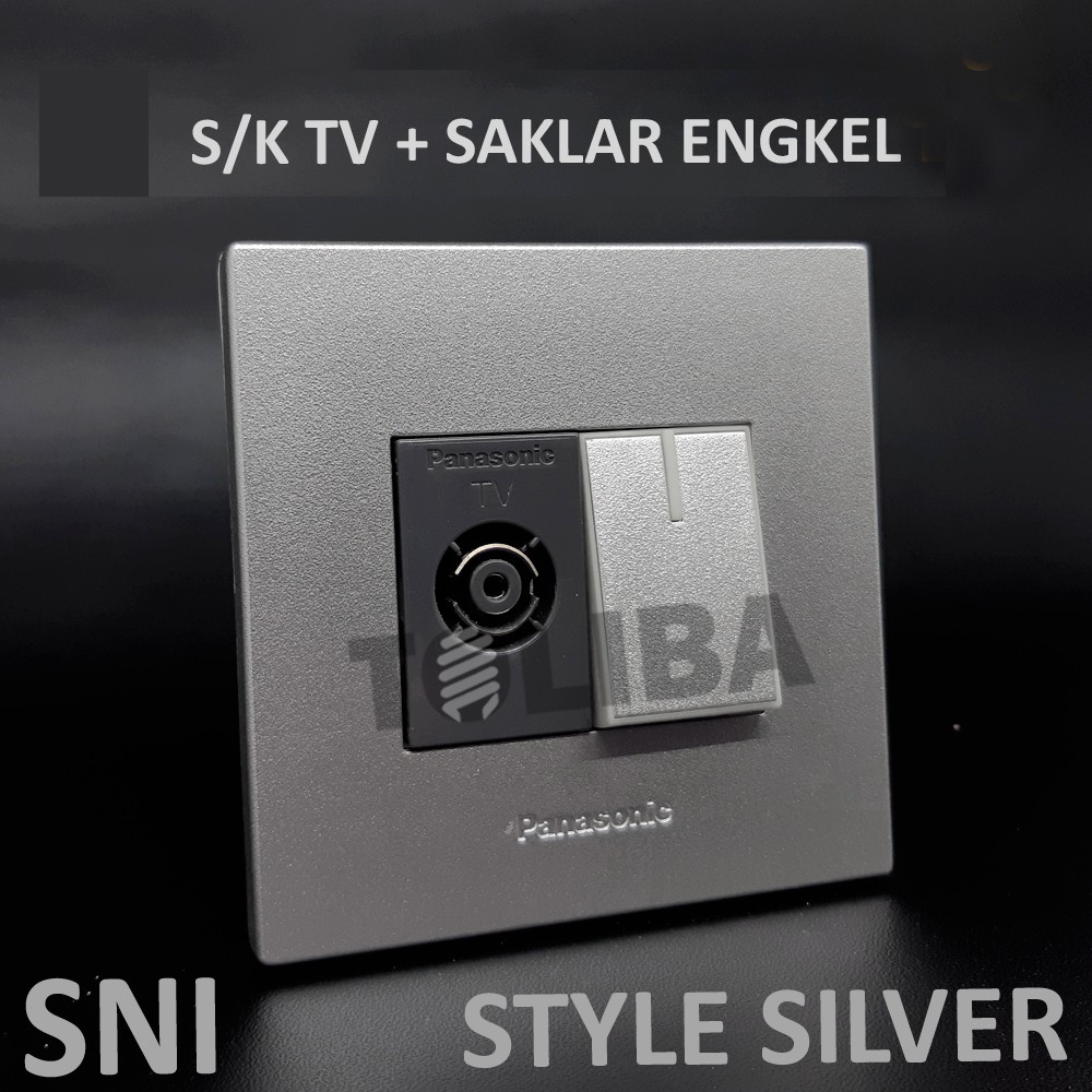 stop kontak tv + saklar engkel /stopkontak antena silver panasonic /stop kontak panasonic saklar sni