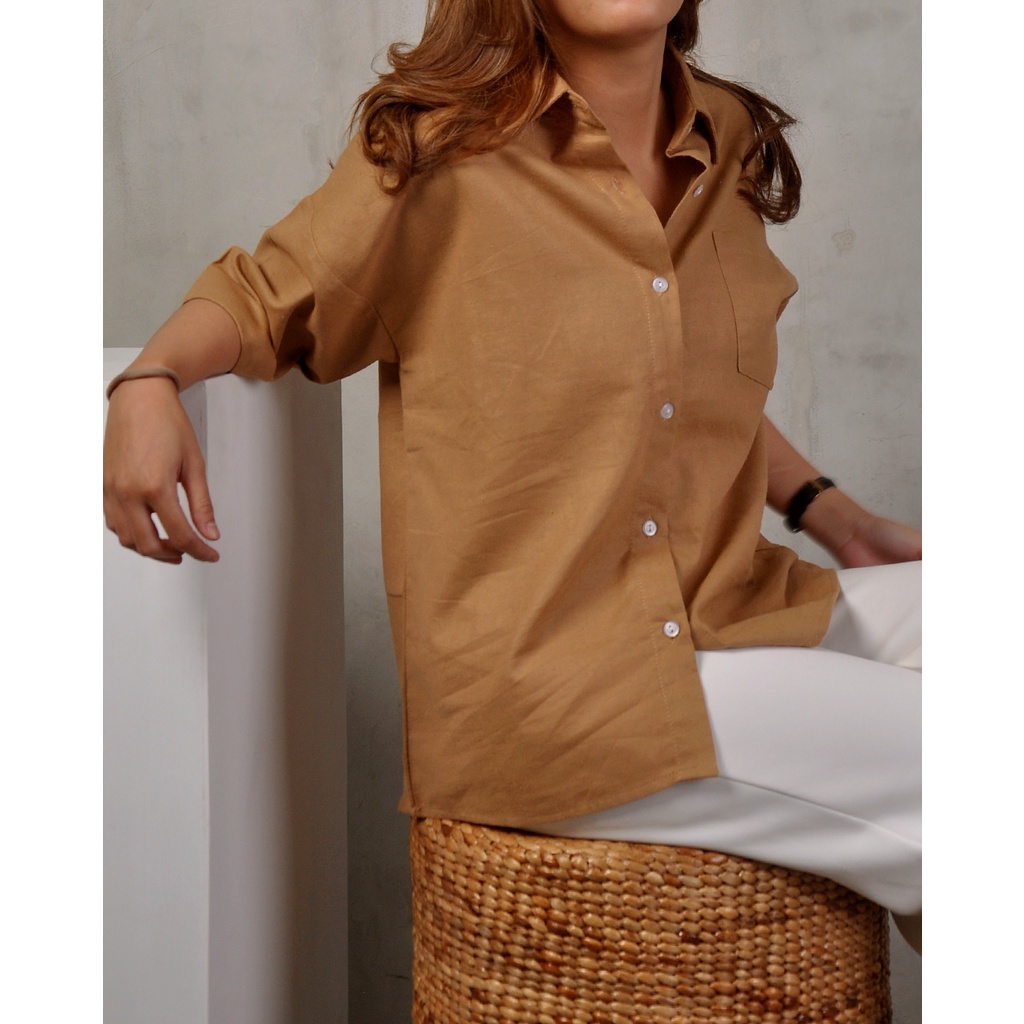 

HAIRA / LINEN SHIRT / KEMEJA OVERSIZE / COFFEE / TWOUCH.ID