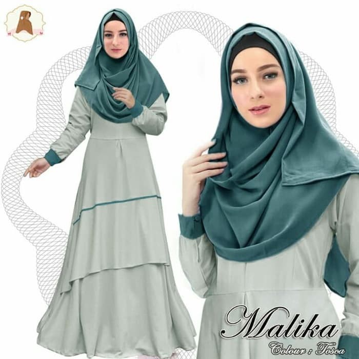 NISSA SABYAN  Malika Syari Jumbo Tosca Gamis Polos Wanita Terbaru - Hitam