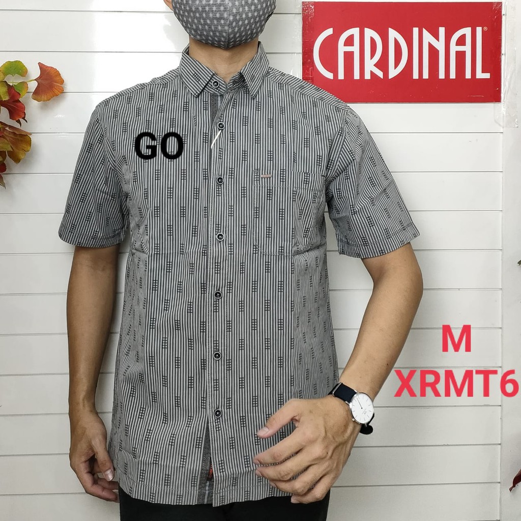 gof M CARDINAL KEMEJA CASUAL Pakaian Atasan Pria Kemeja Reguler Hem Casual Santai Lengan Pendek