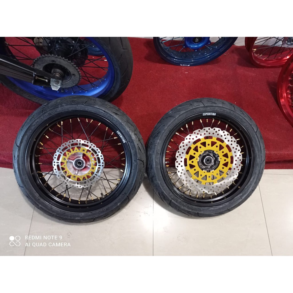 WHELLSET Ban Set Supermoto CRF 150 Velg Expedition Ring 17 Tinggal Pasang Di Motor