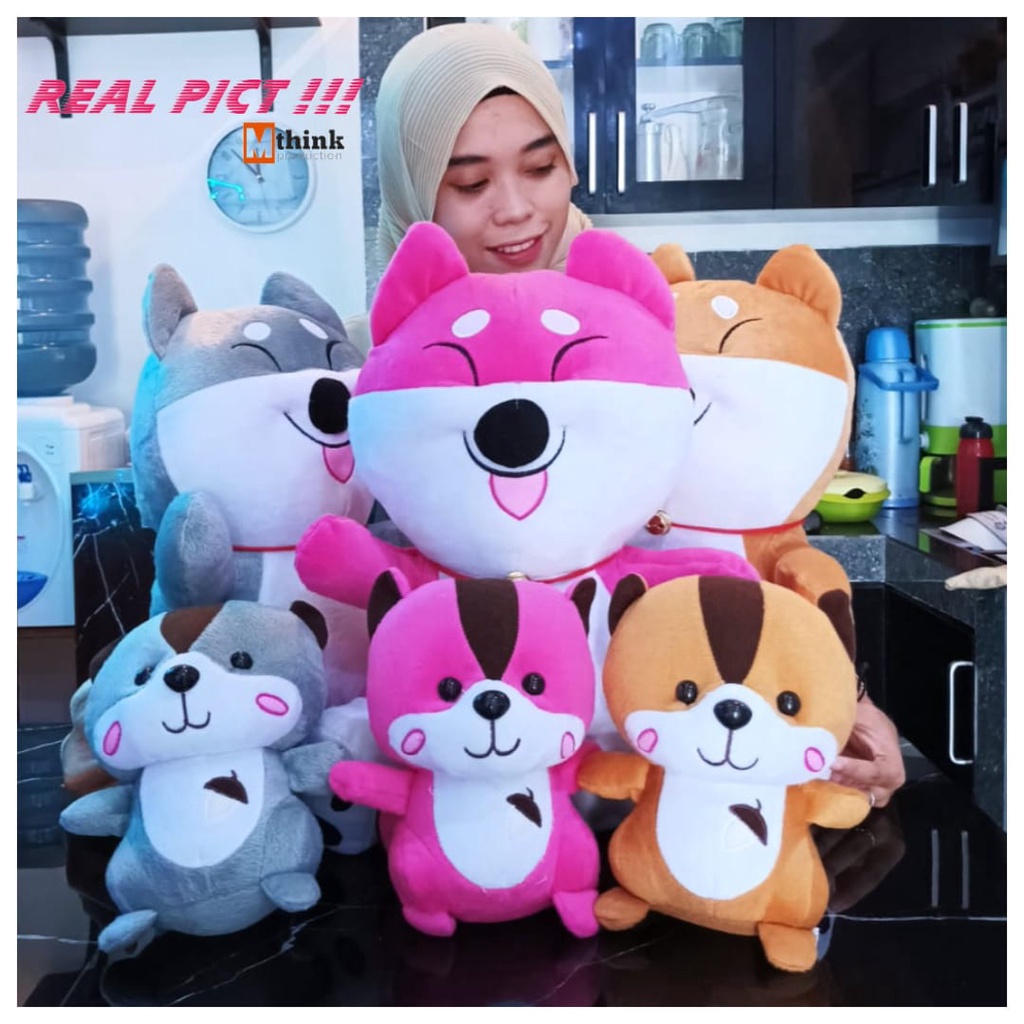 TERMURAH Boneka Beranak Kucing Shiba Inu Stand Ukuran 50 cm XL dan tupai 25 cm kain halus isian empu