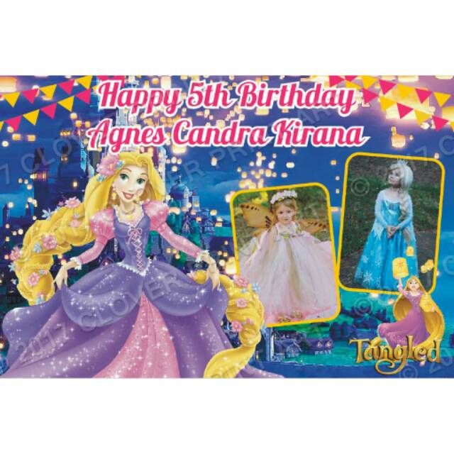 Backdrop Banner Background Ulang Tahun Anak Rapunzel Tangled