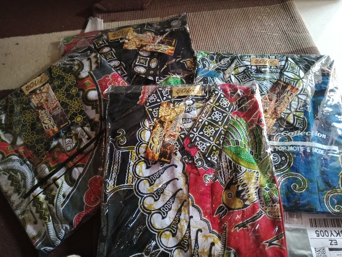 Kemeja Batik Pria Semi Tulis M.l.xl.xxl Merah Abu Biru Hitam Wayang Arjuna