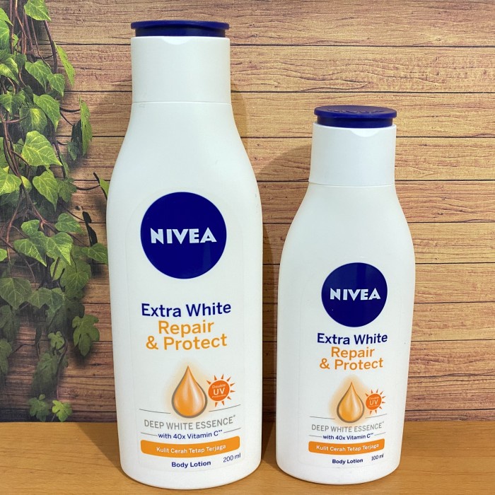 NIVEA Body Serum / Body Lotion Extra White CARE REPAIR &amp; PROTECT SPF 15 Double UV Protection - Ukuran 180ml / 400ml / 200ml / 100ml / 70ml - BPOM Skincare Bodycare Mencerahkan Kulit Putih Handbody Hanbody Hand Sunblock Sunblok