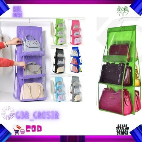 Rak Gantung Tas 6 Sekat / Gantungan Tas / Bag Storage /ORGANIZER