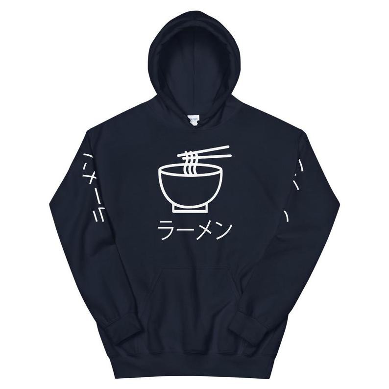 Hoodie Ramen Line Art Japan Kanji Premium Quality Cotton Fleece