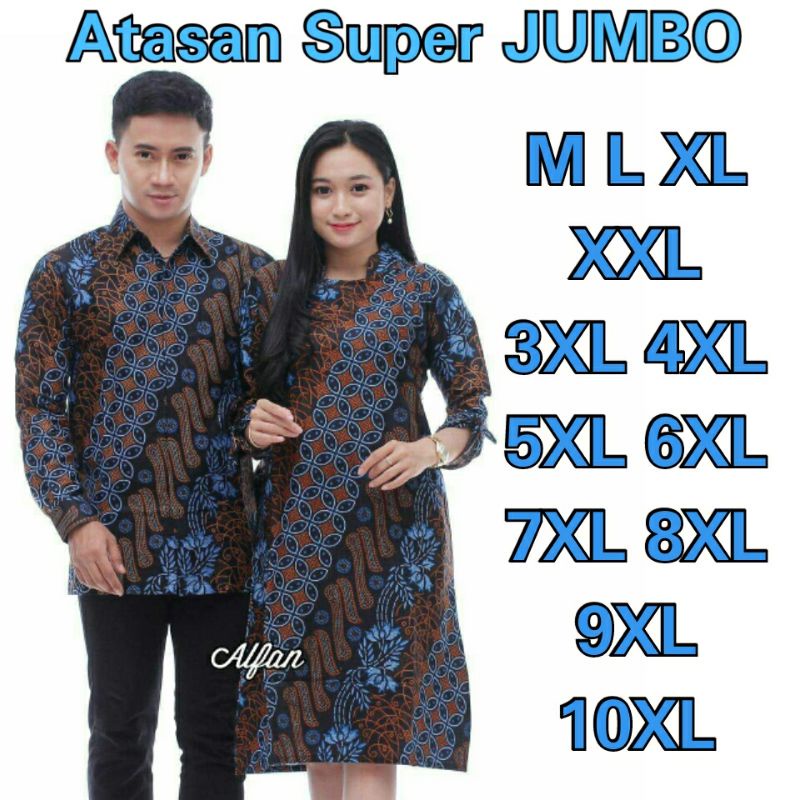 CJB7 Atasan pria wanita panjang | M-10XL SUPER JUMBO | batik couple kemeja dan tunik seno biru Pekalongan