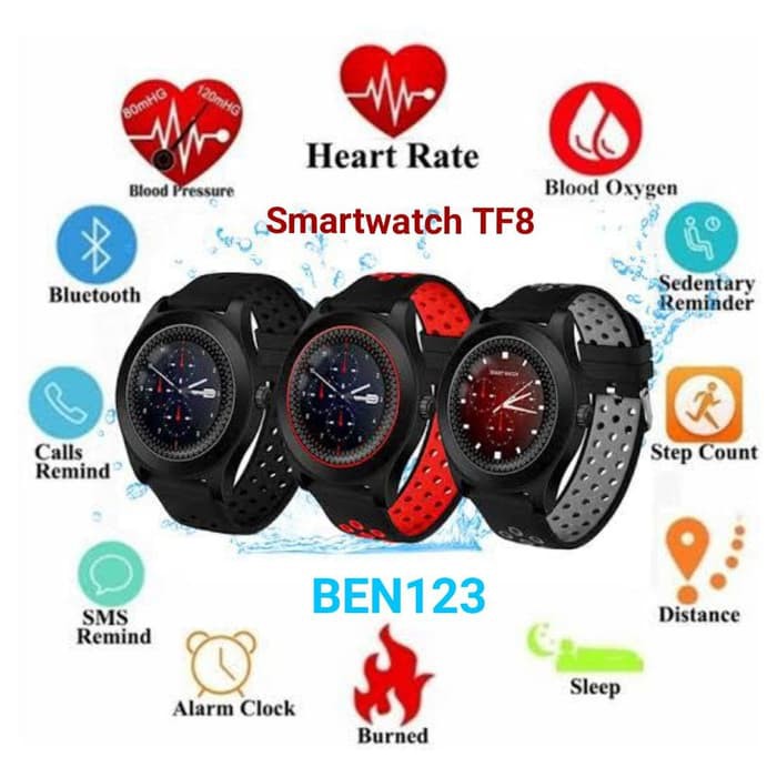 Smartwatch TF8 Sports Android support SIM card - Hitam