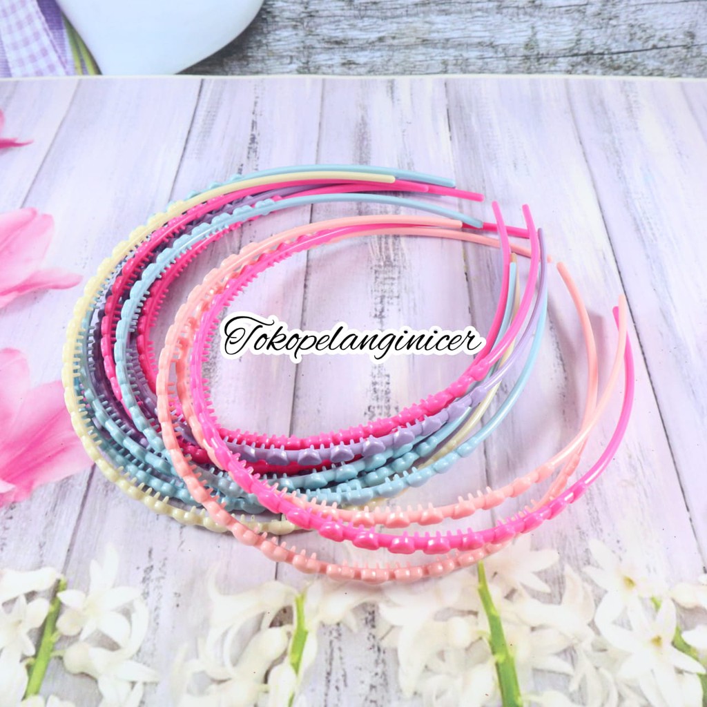 BARU!! Bando Polos Bandana Warna Warni Plastik Model Love Tokopelanginicer