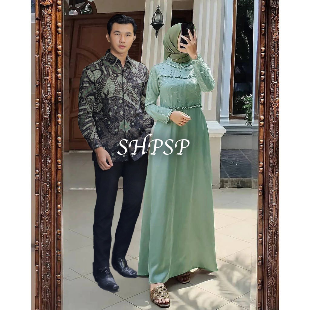 ADA ANAK !!! SHOPASHOP SOLO Batik Couple Rayya #2 dress Tiara + Kemeja batik - BISA COD COUPLE GAMIS MAXI DRESS BRUKAT LUNA - MAXI COUPLE GAMIS BROKAT GAMIS PESTA KONDANGAN