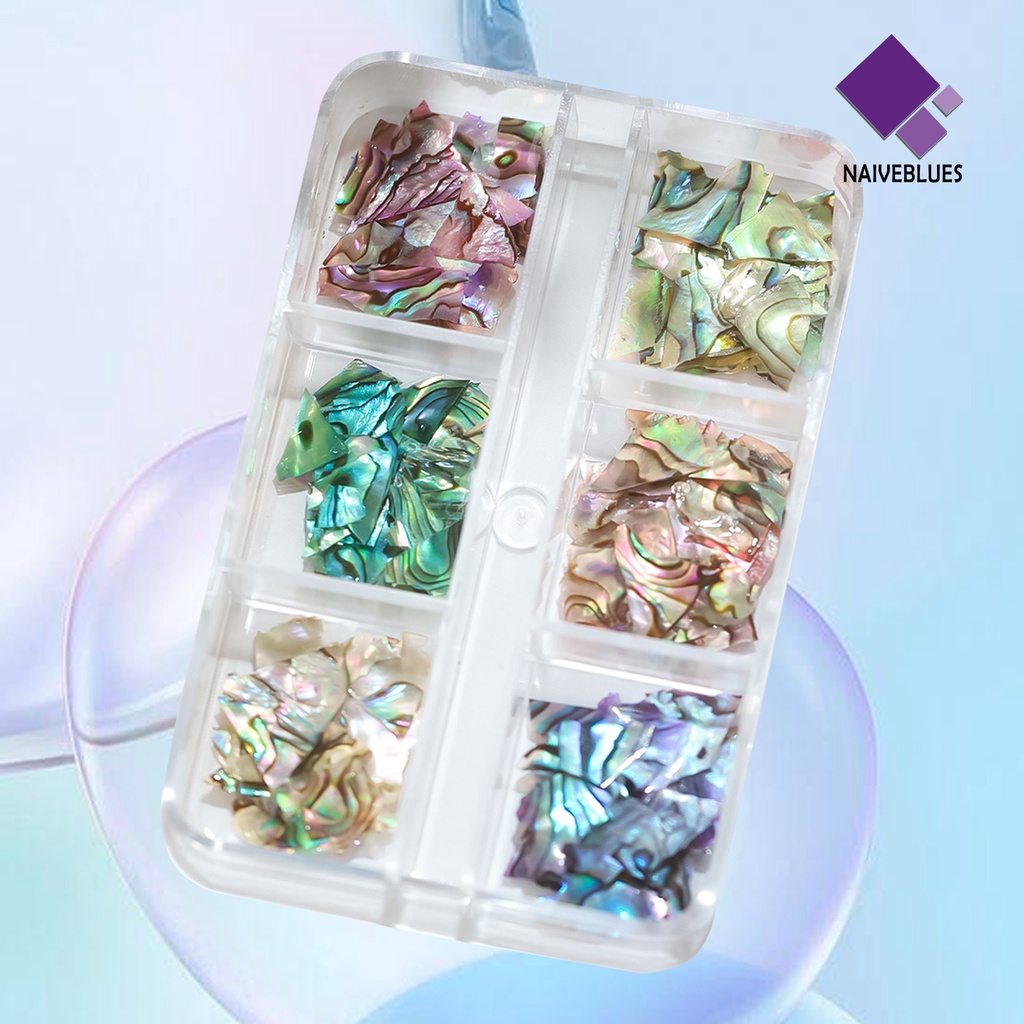 Naiveblue 1 Kotak Dekorasi Kuku Ultra Tipis Bentuk Asimetris Warna Cerah