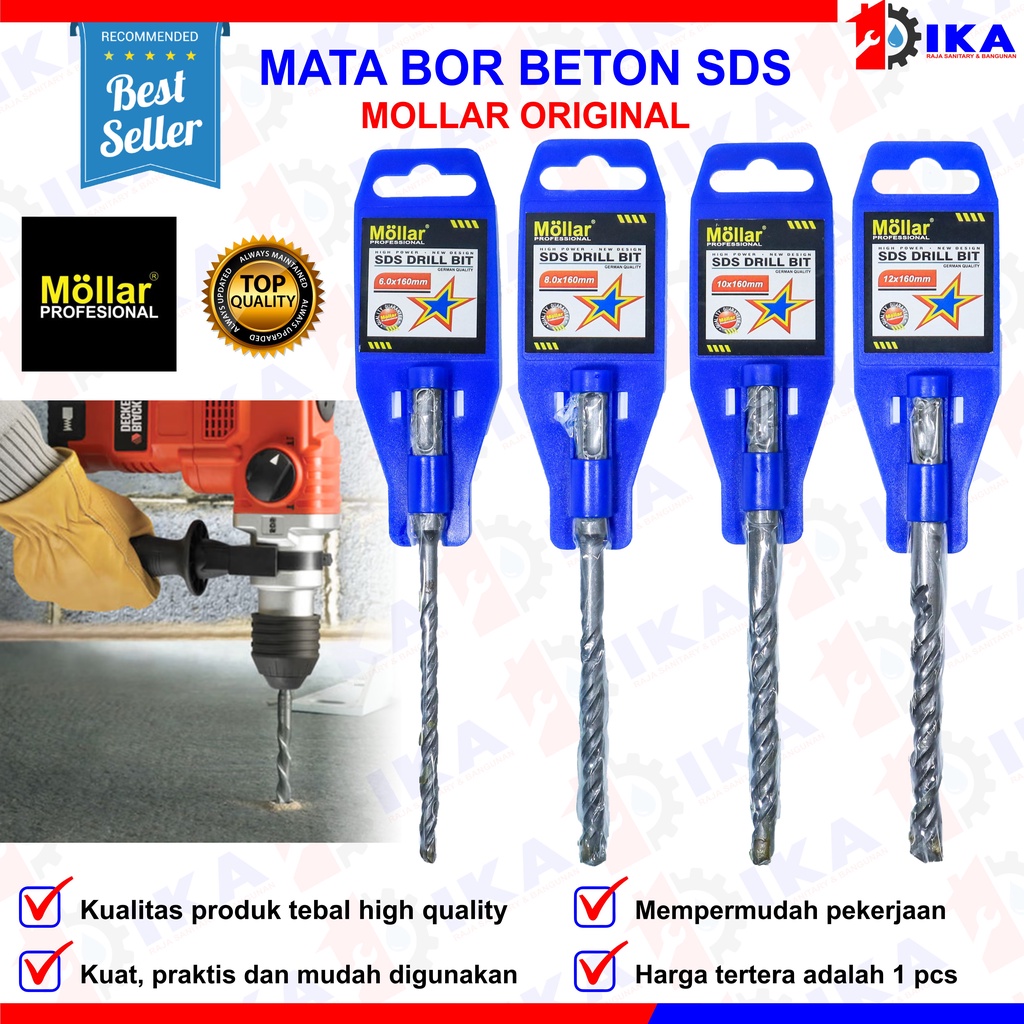 Mata Bor Beton SDS Mollar 6mm - 8mm - 10mm - 12mm - 12mm Panjang / Hammer Drill