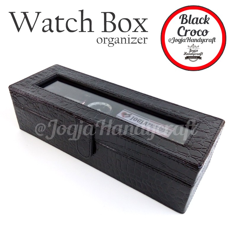 Black Croco Watch Box / Kotak Tempat Jam Tangan Isi 6