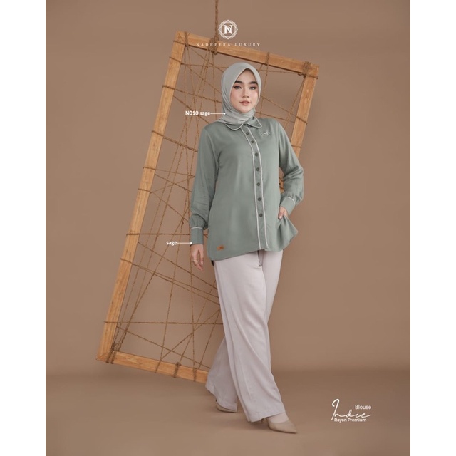 INDEE BLOUSE NADHEERA LUXURY ATASAN BLUS RAYON ADEM BUSUI