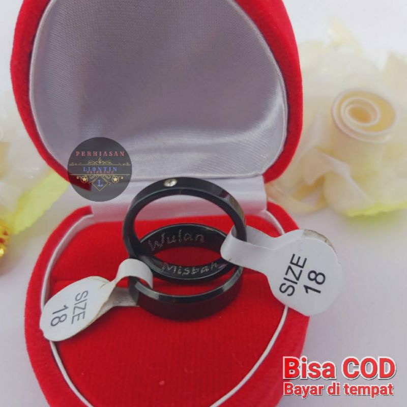 CINCIN TUNANGAN / PERNIKAHAN / COUPLE  UKIR NAMA LAPIS EMAS 24K