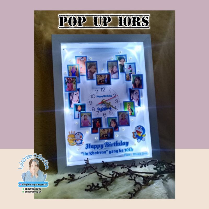 pop up frame 10Rs + jam + lampu, kado unik || scrap frame