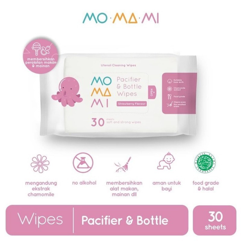 Momami Pacifier and Bottle Wipes Tissue Basah 30 Sheet - PROMO 6 Pack