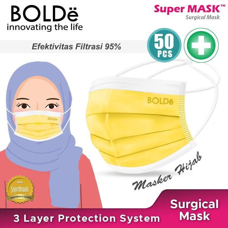 BOLDe Surgical Mask Hijab Kemenkes RI masker Medis | Headloop masker medis BOLDe isi 50 pcs per box