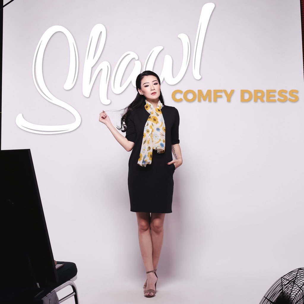 Shawl Comfy Dress Gaun Midi Syal Wanita CDR182