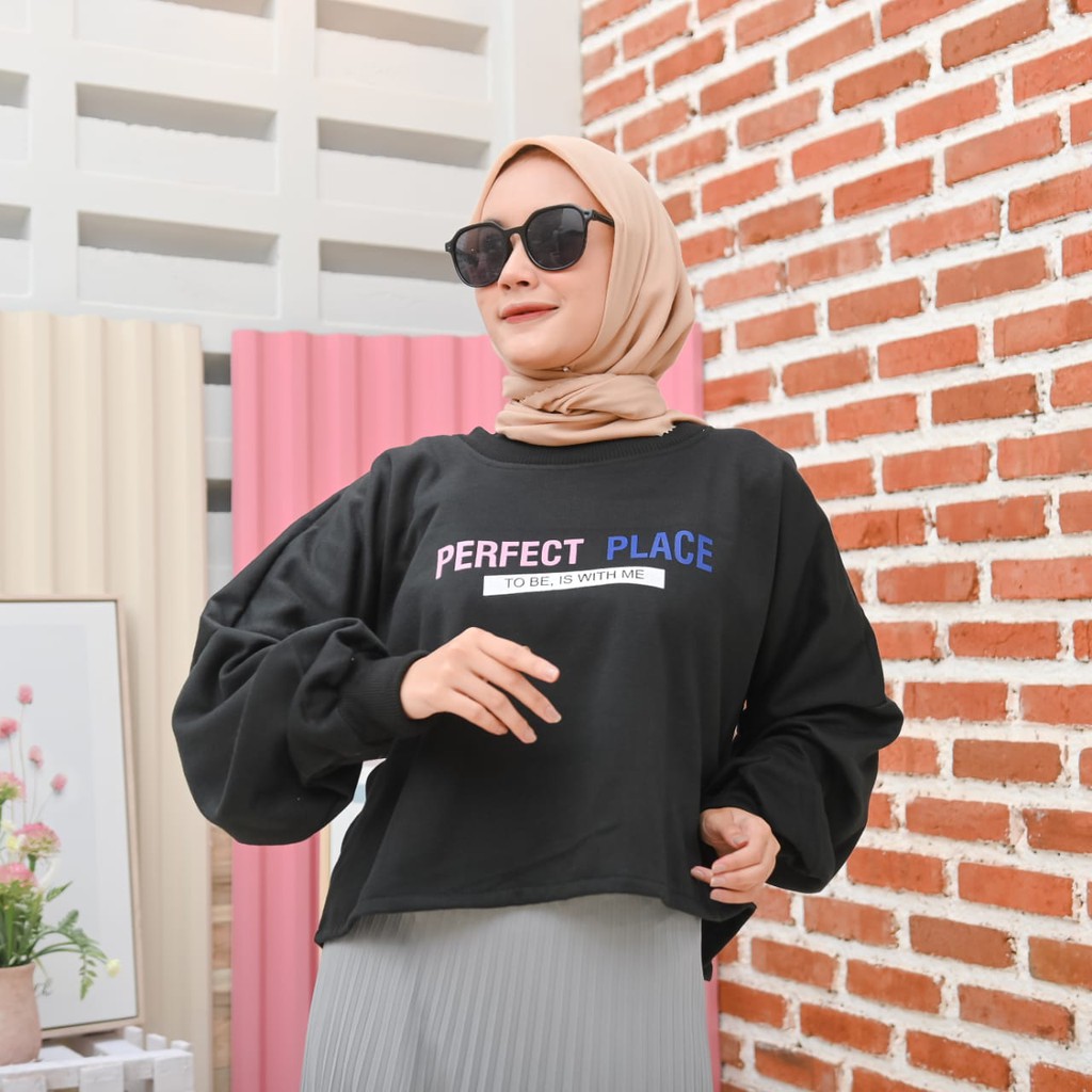 [CYC | COD] Outwear Perfect Place Oversize Sweater Crope Fleece Wanita Trendy Murah