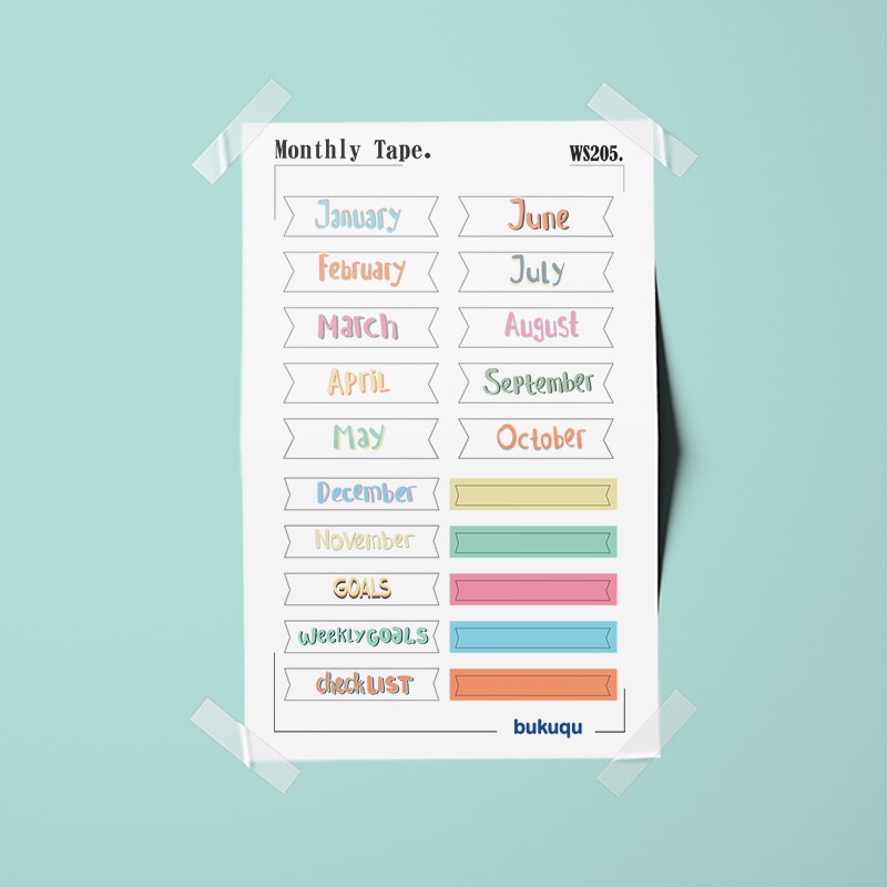 

Stiker Monthly Tape untuk Notebook, Planner by bukuqu