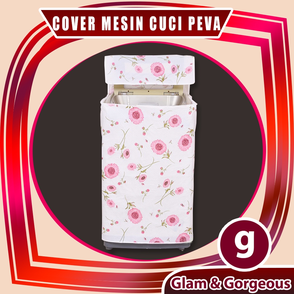 Cover Mesin Cuci Penutup Plastik Peva WMC010 Motif Bunga Sunflower