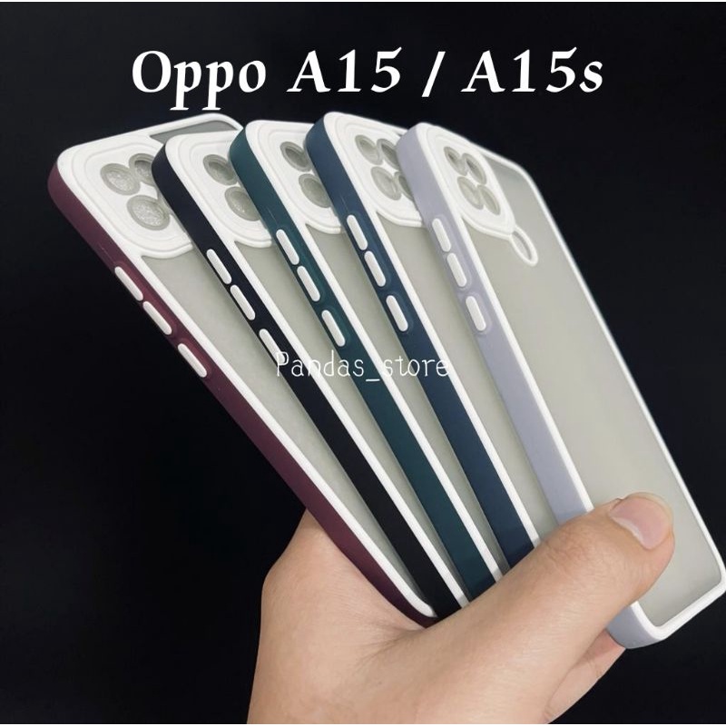 Pro Hybird Oppo A15 / A15s Softcase Halus dan Elegan / Pinggiran Garis Putih Keren (Pandas)