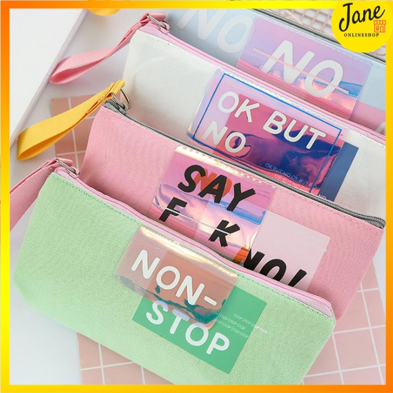 

Tempat Pensil Hologram Saying NO Cute Stationary Case JCTP0066