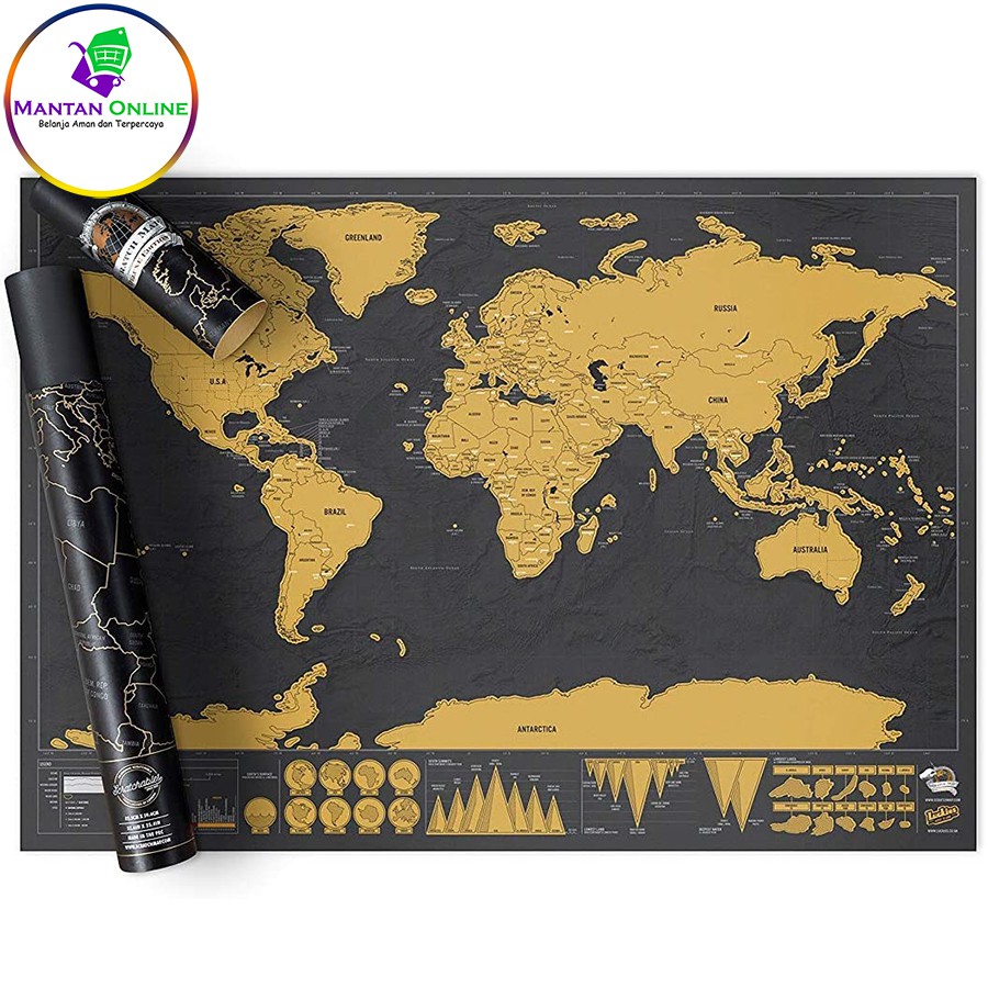 

Poster Peta Dunia Deluxe Scratch World Map for Travelers Detailed Map