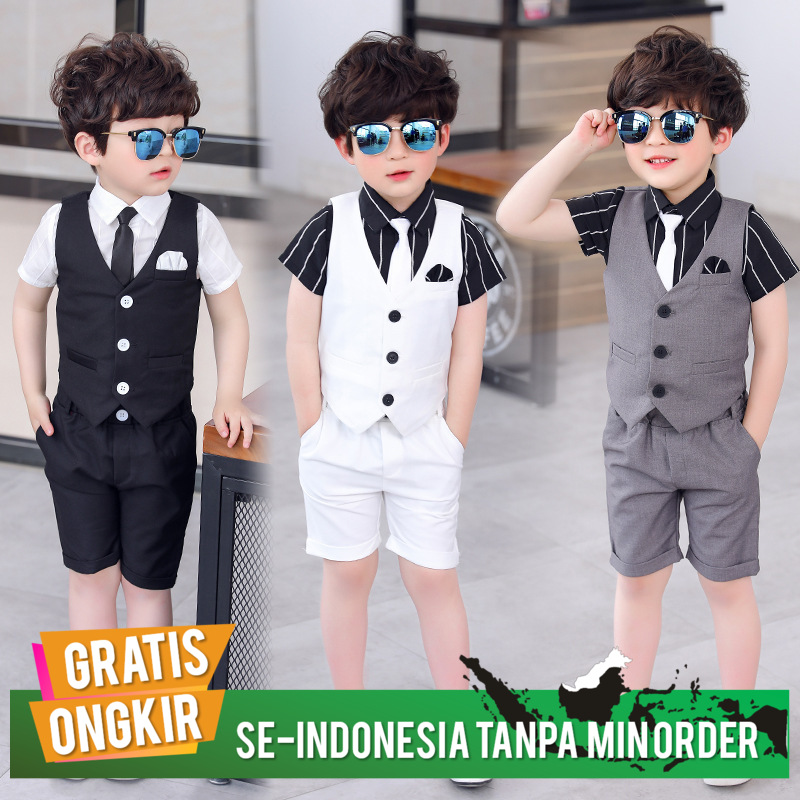 Stelan Jas Anak Boys'  British Vest Suit Korean Summer Jas Anak Laki Laki Import