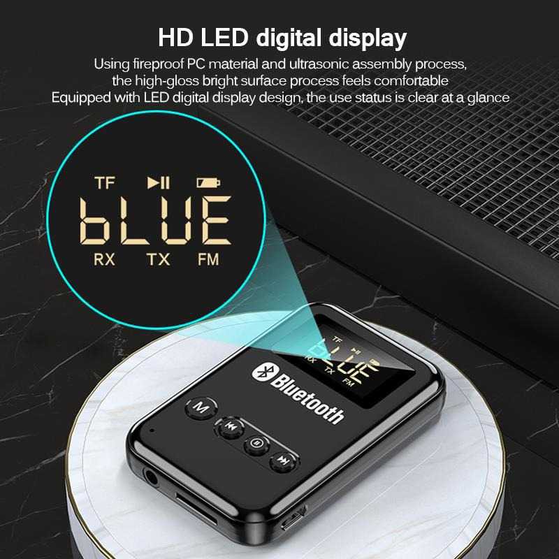 Audio Bluetooth 5.0 Transmitter Receiver Adapter AUX FM Audeo Bluetoth Mode Transmitter Speaker Blutut Ampli Recever Terbaru