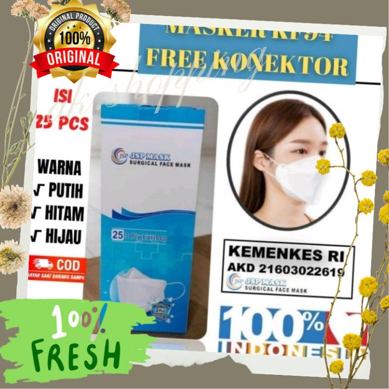 Masker Kf94 jsp Korea warna warni putih hitam hijau medis isi 50pcs jsp mask mouson sensi hijab