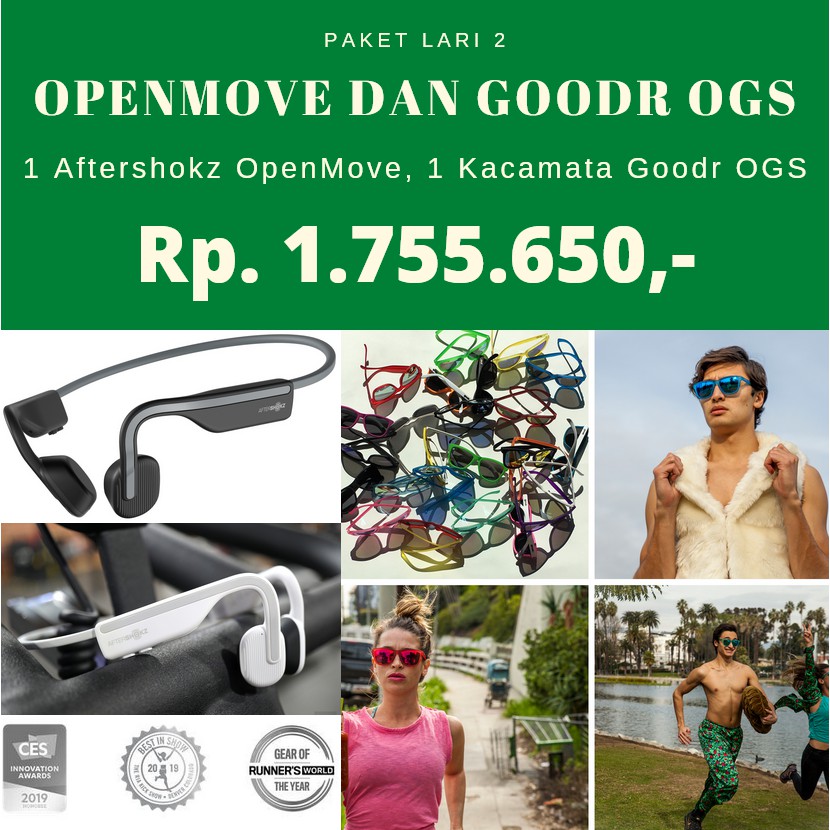 Paket Lari 2 - 1 Shokz Aftershokz OpenMove Bluetooth &amp; 1 Goodr OGS Series