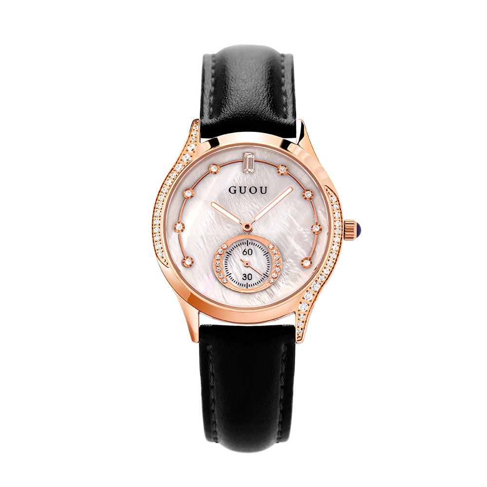 【stock】GUOU Watch 【100% Ori】【COD】2022 Baru Women Watch Sederhana Fashion kulit Jam tangan anti air perempuan【With box】