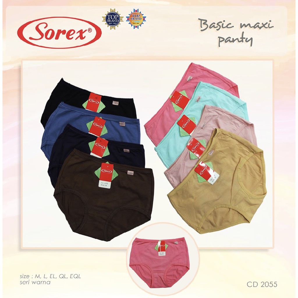 12 Pcs CD Sorex 2055 Maxi Wanita Dewasa | Celana Dalam Perempuan Underwear Pakaian Dalam | Sguna Grosir Lusinan