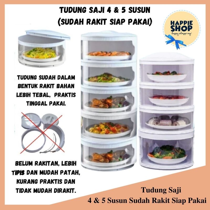 Tudung Saji 5 Susun Lebih Tebal Tempat Penyimpan Makanan Food Storage Cover Rak Penyimpanan Makanan Modern Food Grade 4 Susun Penyimpan Sayur Sudah Rakit Siap Digunakan Tutup Cover