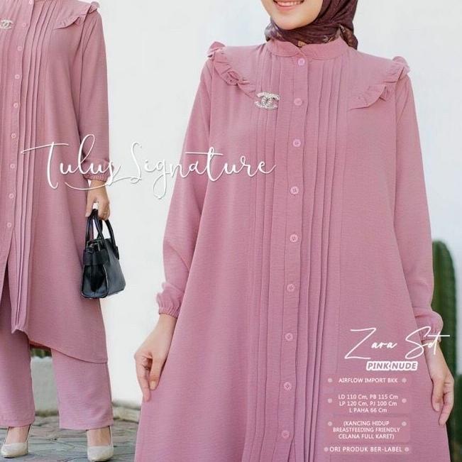 ZARA Set Crinkle Airflow Jumbo LD 120 - Zara Set / One Set Jumbo Crinkle Premium Motif Polos / Setel