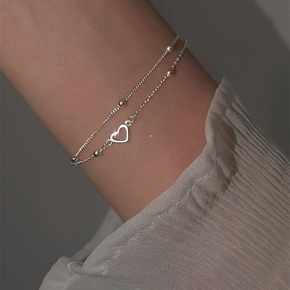 Solighter Wanita Gadis Gelang Pesta Pernikahan Elegan Bangle Link Rantai925 Sterling Silver