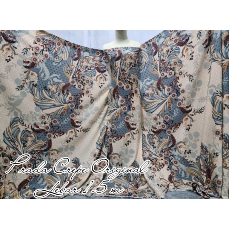 KAIN METERAN BAHAN PRADA CREPE ORIGINAL DENGAN MOTIF MEWAH DAN TERLARIS / KAIN ECERAN COCOK UNTUK GA