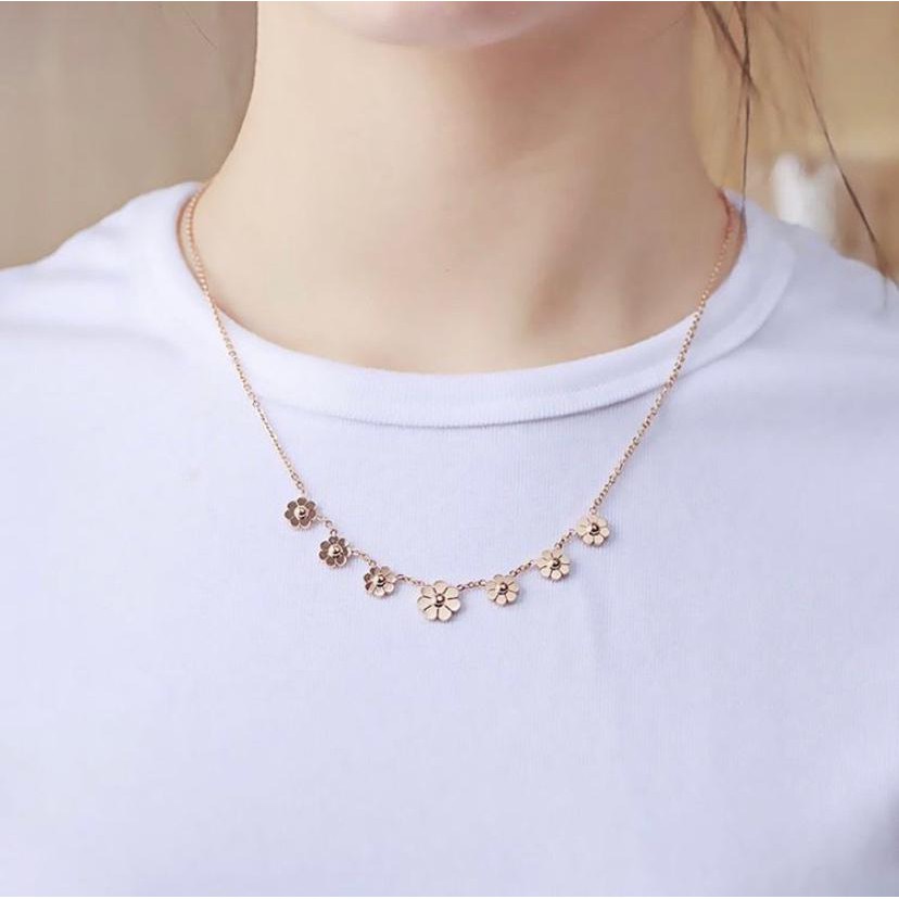 [New] Kalung fashion aksesoris titanium mini korea hadiah wanita cewek 316L anti karat KK091 bunga