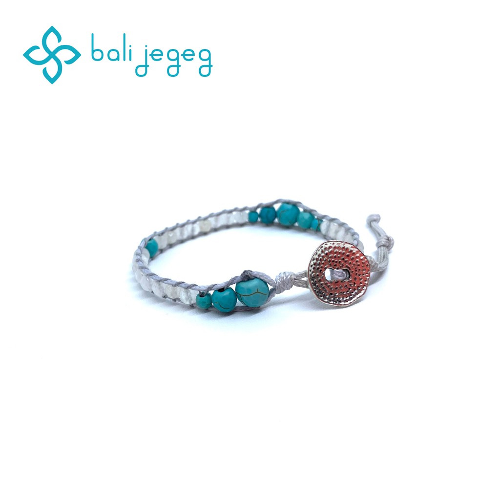 Gelang Batu Turquoise dan Moonstone - BW107 Bali Jegeg