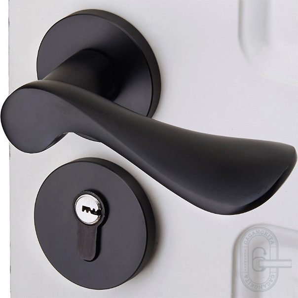 Gagang Pintu 1set siap pasang, Gaya Eropa Handle Lock Door Bedroom Living Room Mechanical Anti-Theft Security Mute