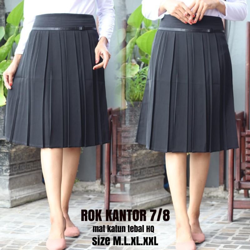 Rok kerja / Rok guru /Rok kantor / Rok formal/ Rok resmi-Rok pendek hitam