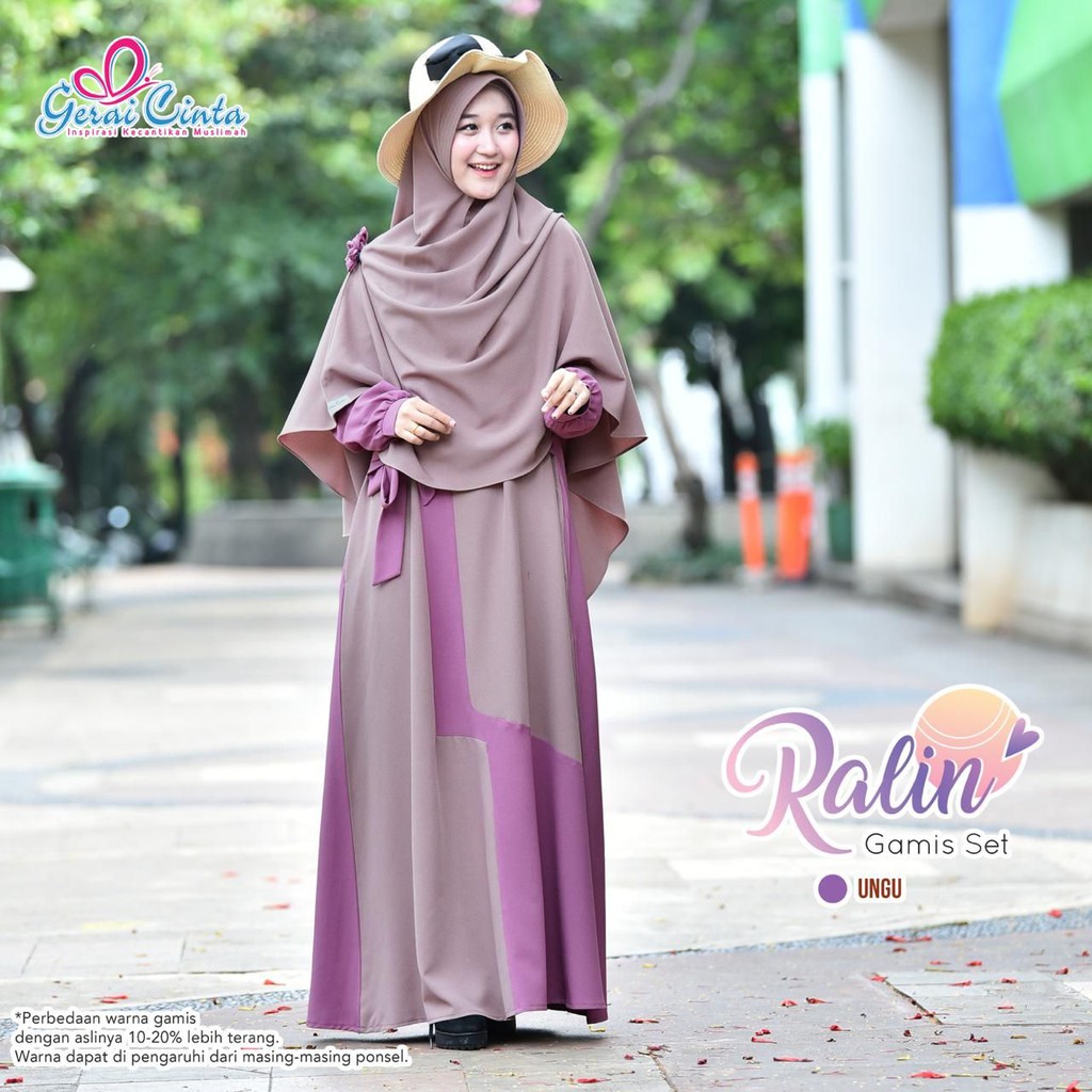 Ready - Ralin Mix Ungu Gamis Set By Gerai Cinta